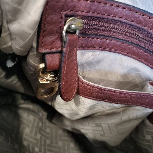 COLE HAAN Burnt Orange Pebbled Leather Adjustable Strap Satchel Shoulder Bag - Picture 5 of 14